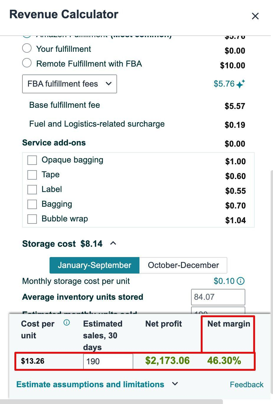 FBA Calculator